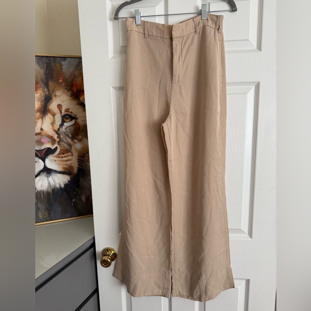 Zara Tan Wide-Leg Trousers for Women